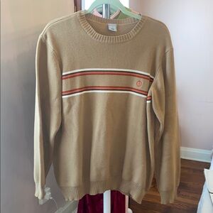 Old Navy Tan Crewneck Sweater with Stripes